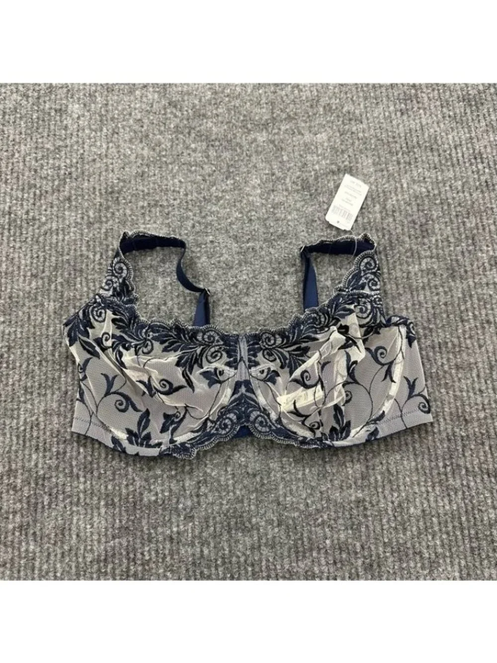 Soma Sensuous Lace Unlined Navy Light Nude Bra Underwire Sexy Womens Sz 36D NEW